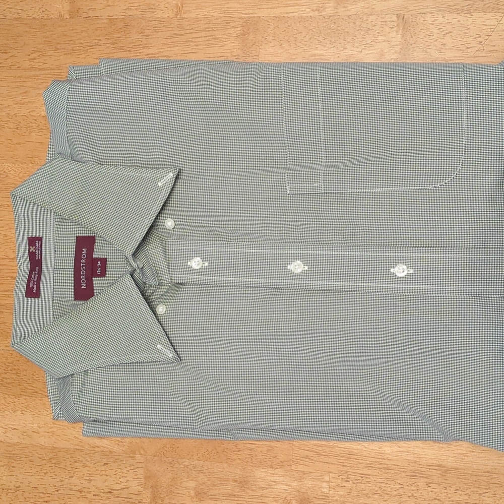 Nordstrom Men's Green Check Dress Shirt.